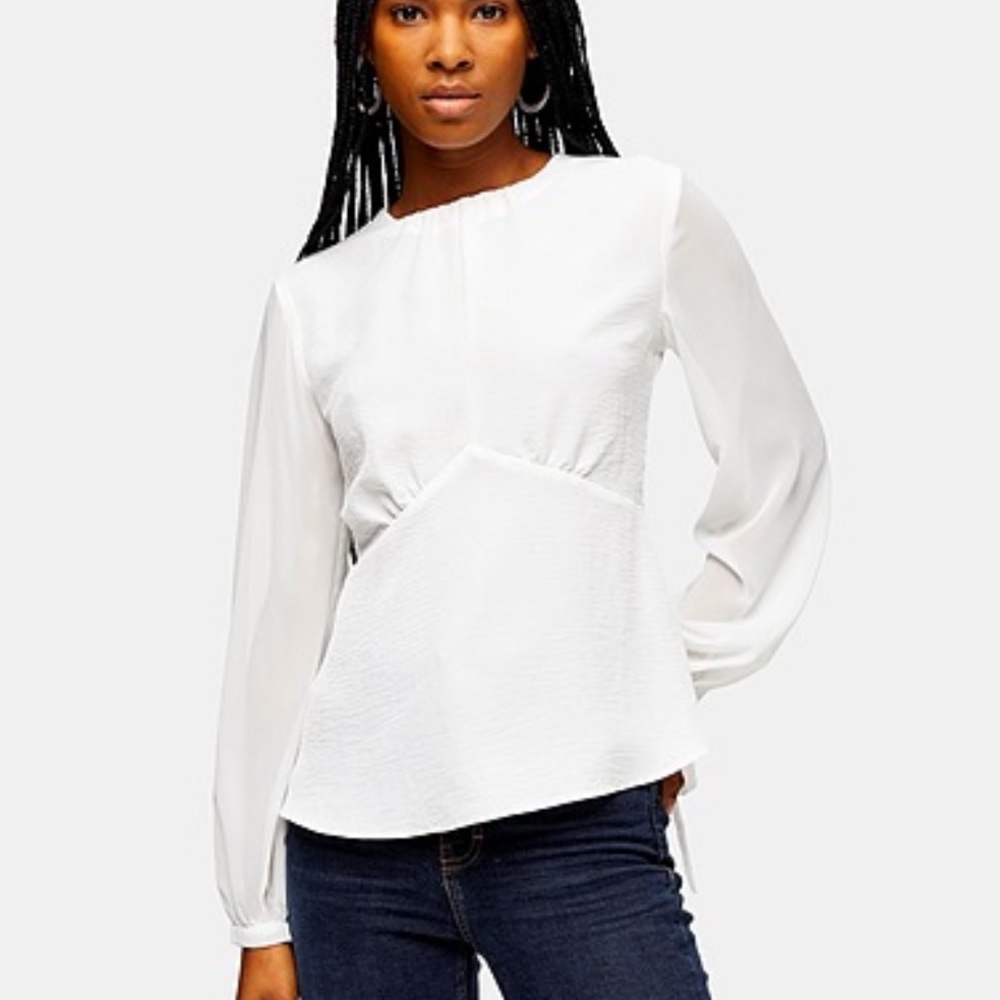 TOPSHOP CHIFFON SLEEVE TEA BLOUSE